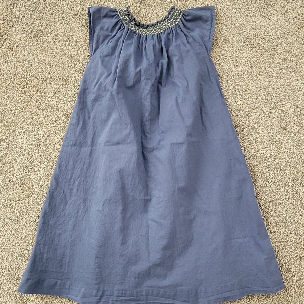 Mini Boden Blue Lined Dress with Flowers Size 7-8 - Picture 2 of 10